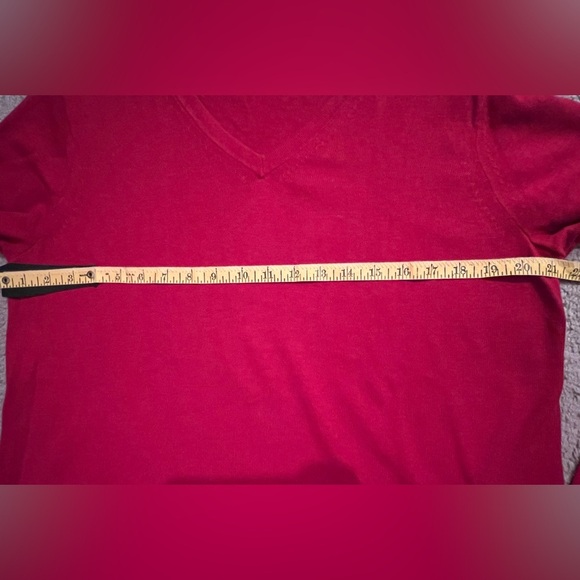 J Jill Red V Neck Cotton Blend Sweater Size Medium - Picture 7 of 8